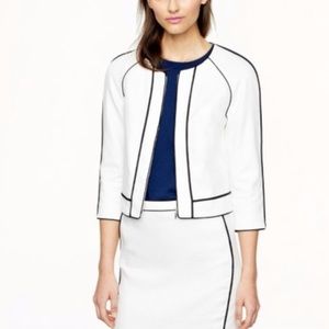 J. Crew Herringbone Linen Zip Blazer